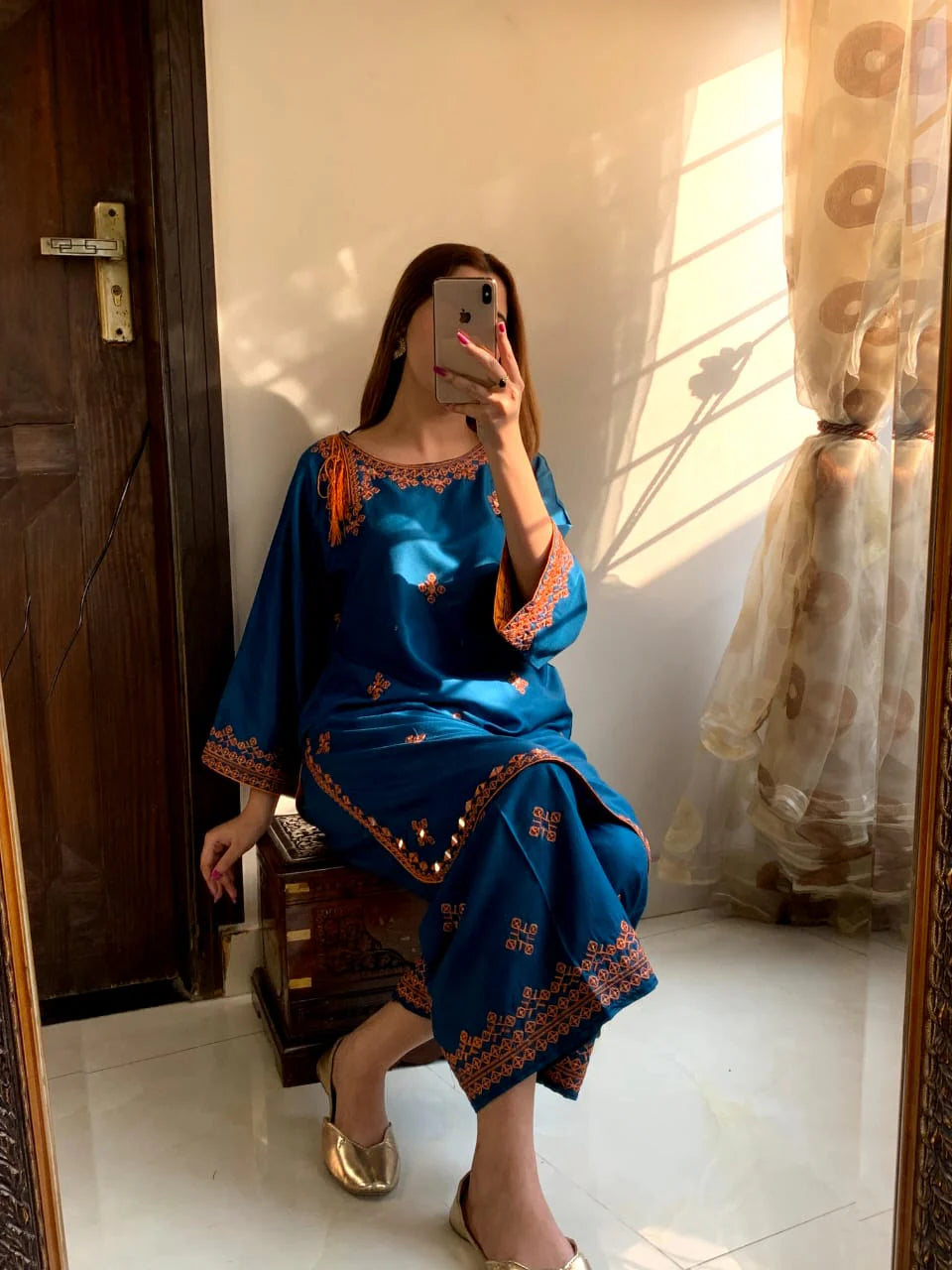 mirror embraided balochi (Stitched 2 Pcs)